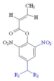 One isomer of Dinocap-4, click for 3D structure