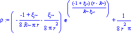 rho := (-1/8*(-1+xi)/(R*Pi*r)-1/8*xi/(Pi*r^2))*exp((-1+xi)*(r-R)/(R*xi))+1/8/(r^2*Pi)
