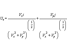 U[v] = V[x]*i/(V[x]^2+V[y]^2)^(1/2)+V[y]*j/(V[x]^2+V[y]^2)^(1/2)