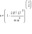 epsilon = (1-2*E*abs(L)^2/(m*alpha^2))^(1/2)