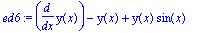 ed6 := diff(y(x),x)-y(x)+y(x)*sin(x)