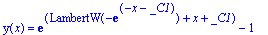 y(x) = exp(LambertW(-exp(-x-_C1))+x+_C1)-1