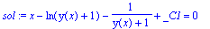 sol := x-ln(y(x)+1)-1/(y(x)+1)+_C1 = 0