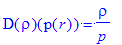 D(rho)(p(r)) = rho/p